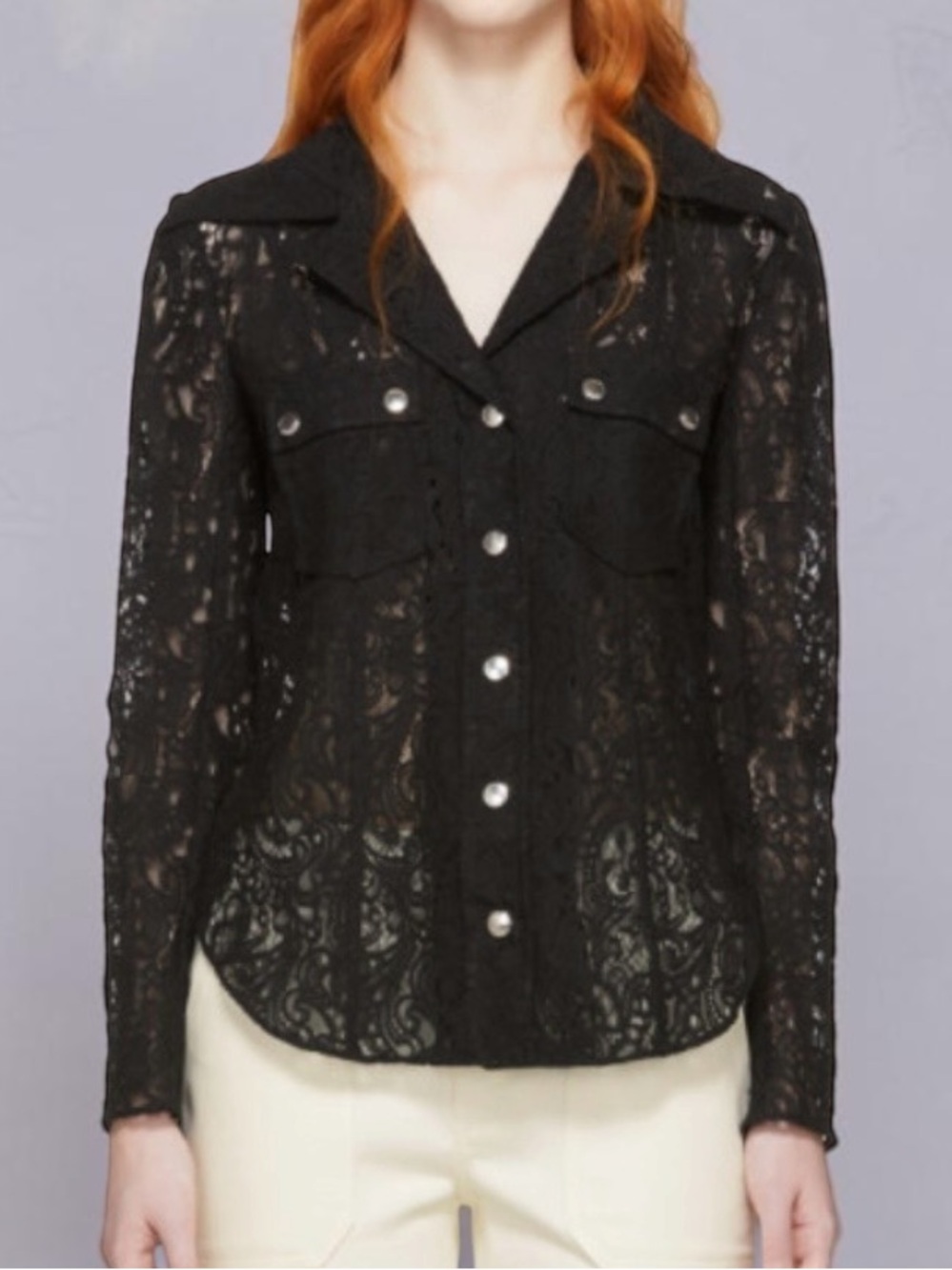 New! CHLOE SEE BY CHLOE LACE BUTTON FRONT BLOUSE